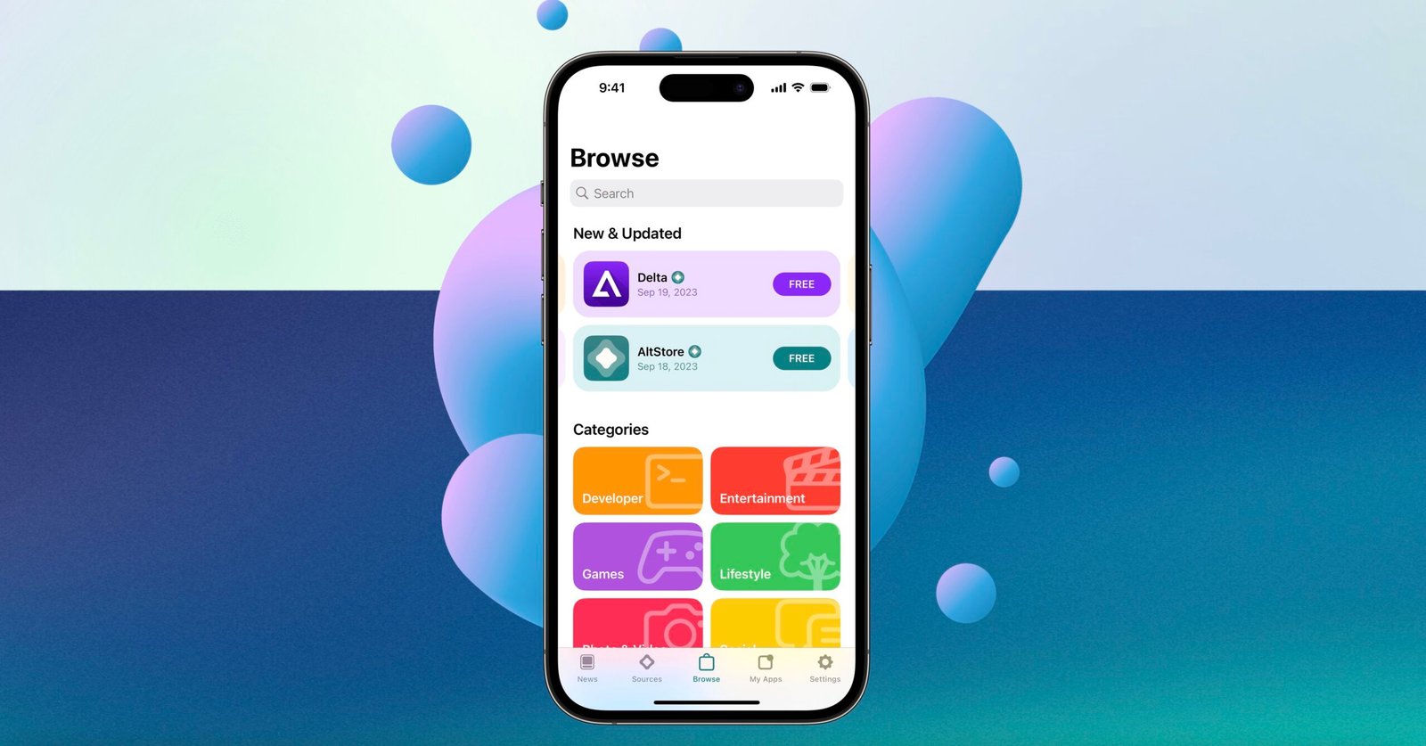 a screenshot of the alternative app store, AltStore, on an iPhone.