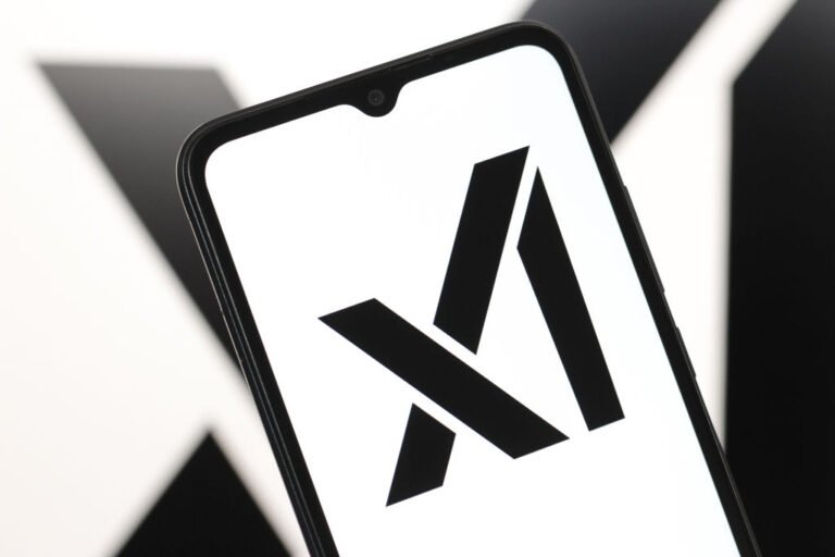 In this photo illustration, the xAI logo is seen displayed
